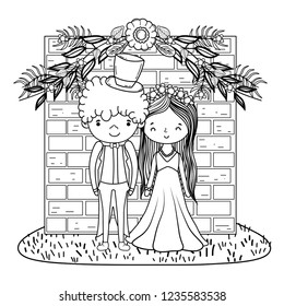 couple marriage cute cartoon black and white