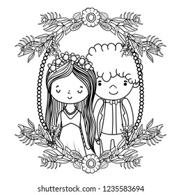 couple marriage cute cartoon black and white