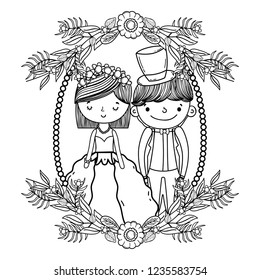 couple marriage cute cartoon black and white