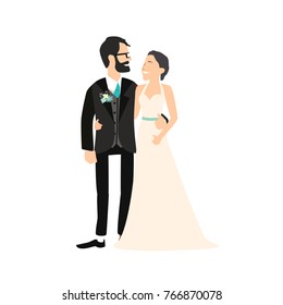 COUPLE MARRIED CHARACTER FLAT ILLUSTRATION