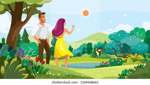 Couple marveling at nature