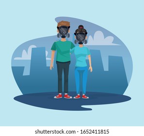 Vektorillustration-Design mit Maskenschutz