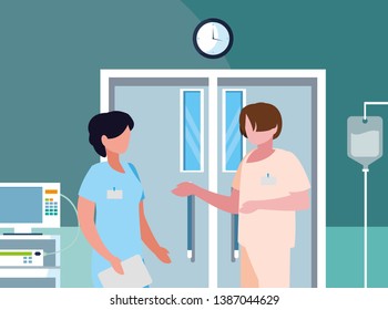 couple medicine workers in operating theater