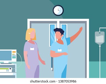 couple medicine workers in operating theater