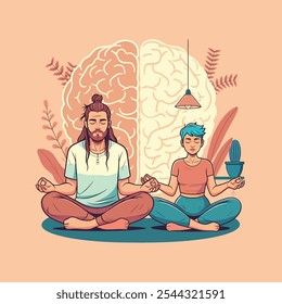Couple meditating in a mindfull, natural background
