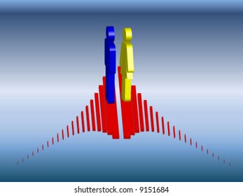 Couple meeting on the top -vector illustration