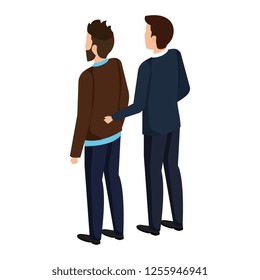 couple of men back avatars characters