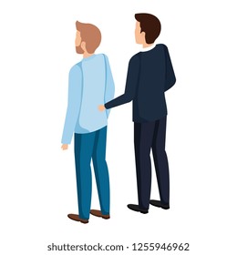 couple of men back avatars characters