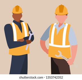 couple of men builders working