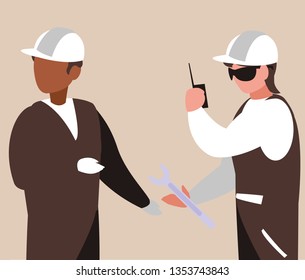 couple of men builders working