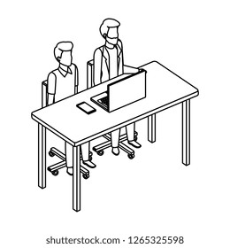 couple of men in the desk and laptop