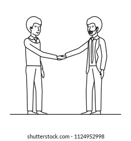 couple of men handshake friends characters