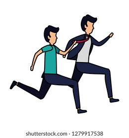 couple of men running characters