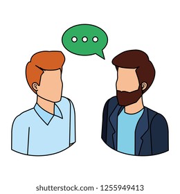 couple of men with speech bubble