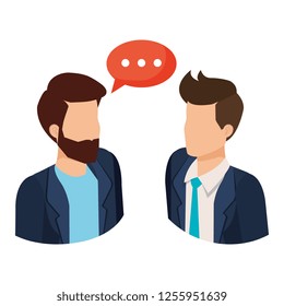 couple of men with speech bubble