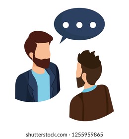 couple of men with speech bubble