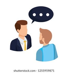 couple of men with speech bubble
