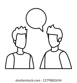 couple of men with speech bubble