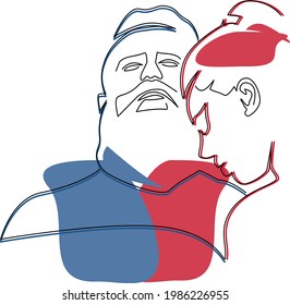 Couple men and woman superhero print poster sticker blue and red