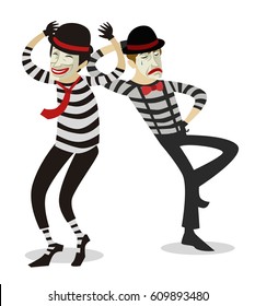 couple of mime clowns artists