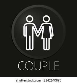 Couple minimal vector line icon on 3D button isolated on black background. Premium Vector.