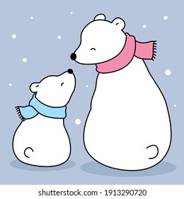 A couple of mom and kid bear icon for logo