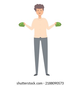 Couple money hands icon cartoon vector. Kid finance. Bank future