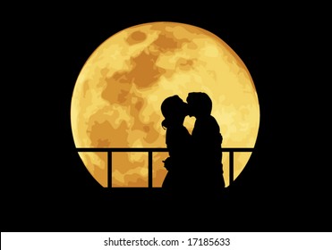 Couple and the moon