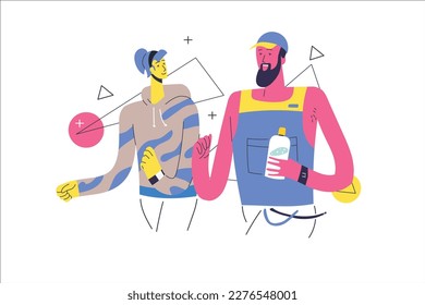 Couple Morning Jogging Casual Vector Illustration