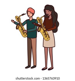 couple with musical instruments avatar character