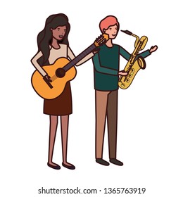 couple with musical instruments avatar character