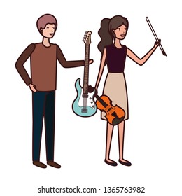 couple with musical instruments avatar character