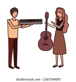 couple with musical instruments avatar character