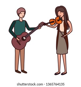 couple with musical instruments avatar character