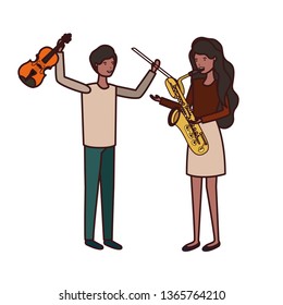 couple with musical instruments avatar character