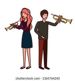couple with musical instruments avatar character