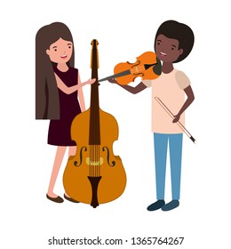 couple with musical instruments avatar character