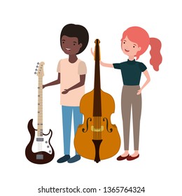 couple with musical instruments avatar character