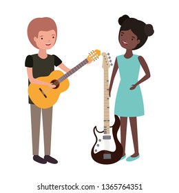 couple with musical instruments avatar character