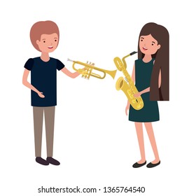 couple with musical instruments avatar character