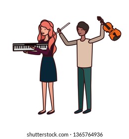 couple with musical instruments avatar character