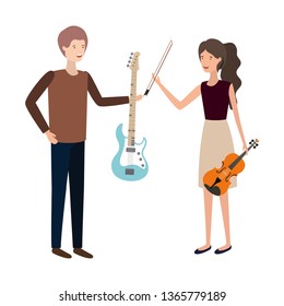 couple with musical instruments avatar character