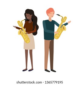 couple with musical instruments avatar character