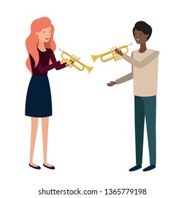 couple with musical instruments avatar character