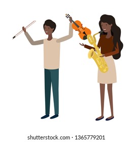 couple with musical instruments avatar character