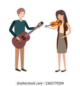 couple with musical instruments avatar character