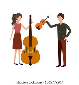 couple with musical instruments avatar character