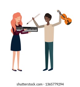 couple with musical instruments avatar character