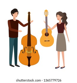 couple with musical instruments avatar character
