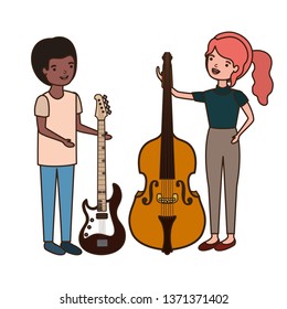 couple with musical instruments avatar character